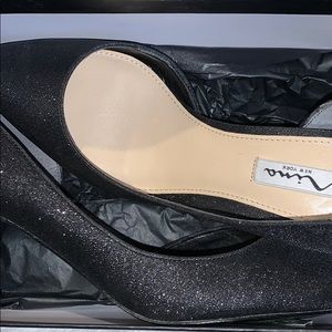 Nina Black Glitter Heels